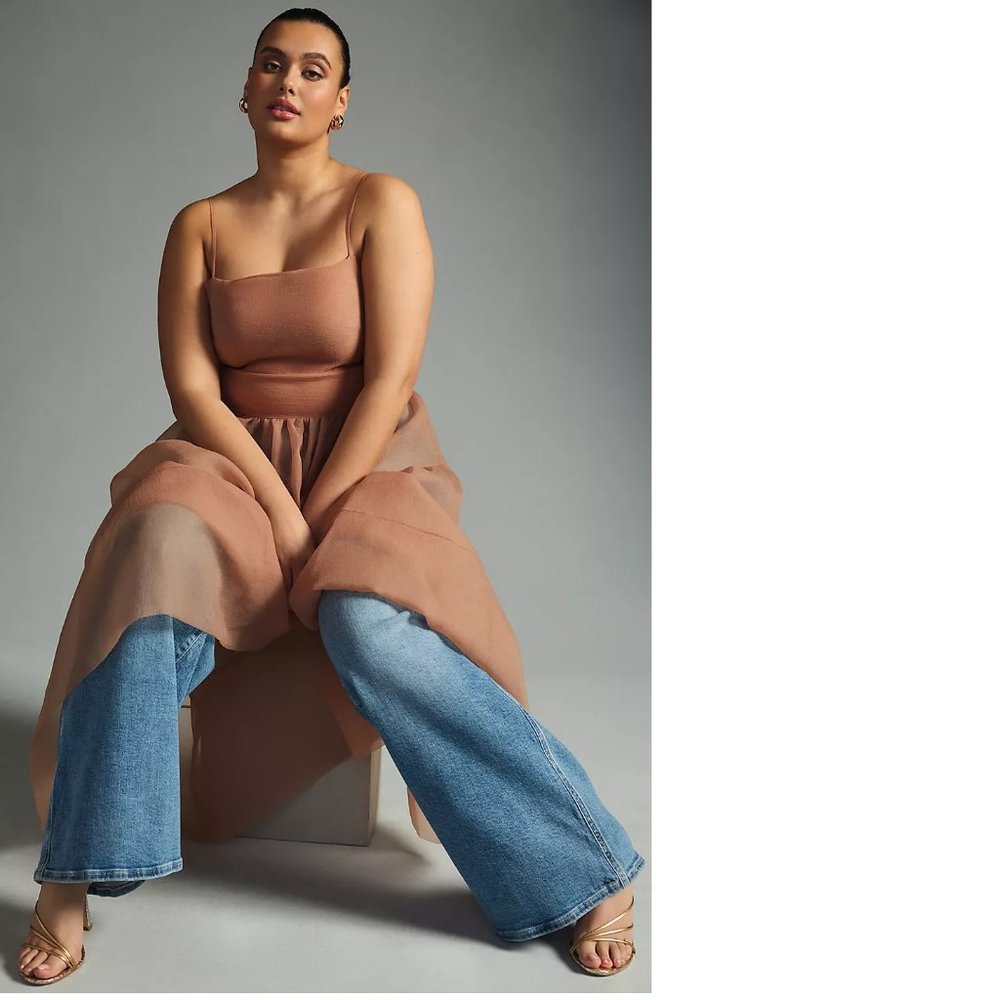 Anthropologie OhSevenDays Tiered Sheer Midi Dress size S new witht ag - Picture 4 of 9